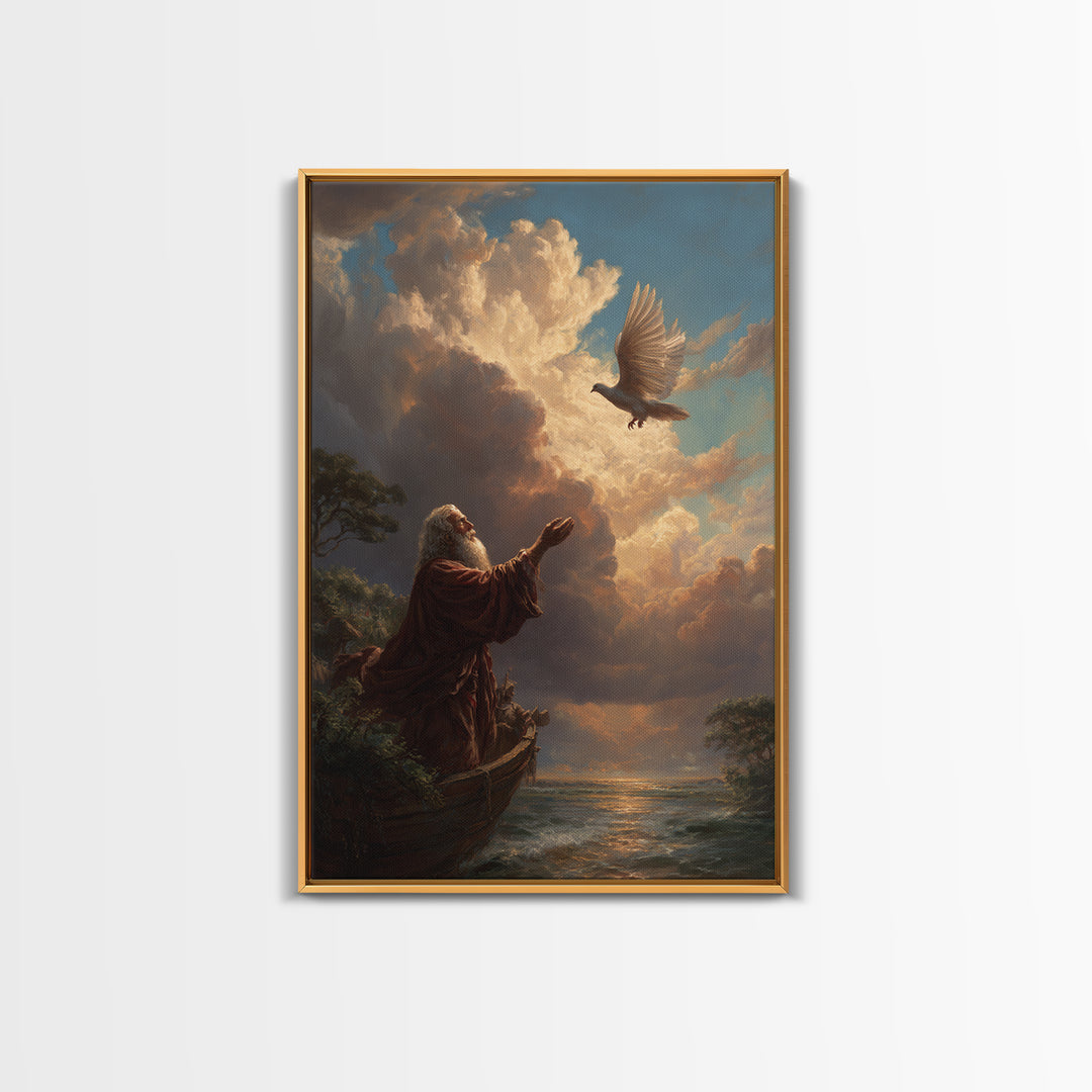 Fantasy Religious Art Moses And Ark With Dove Wall Art Canvas Print Spiritual Decor For Home And Inspiration