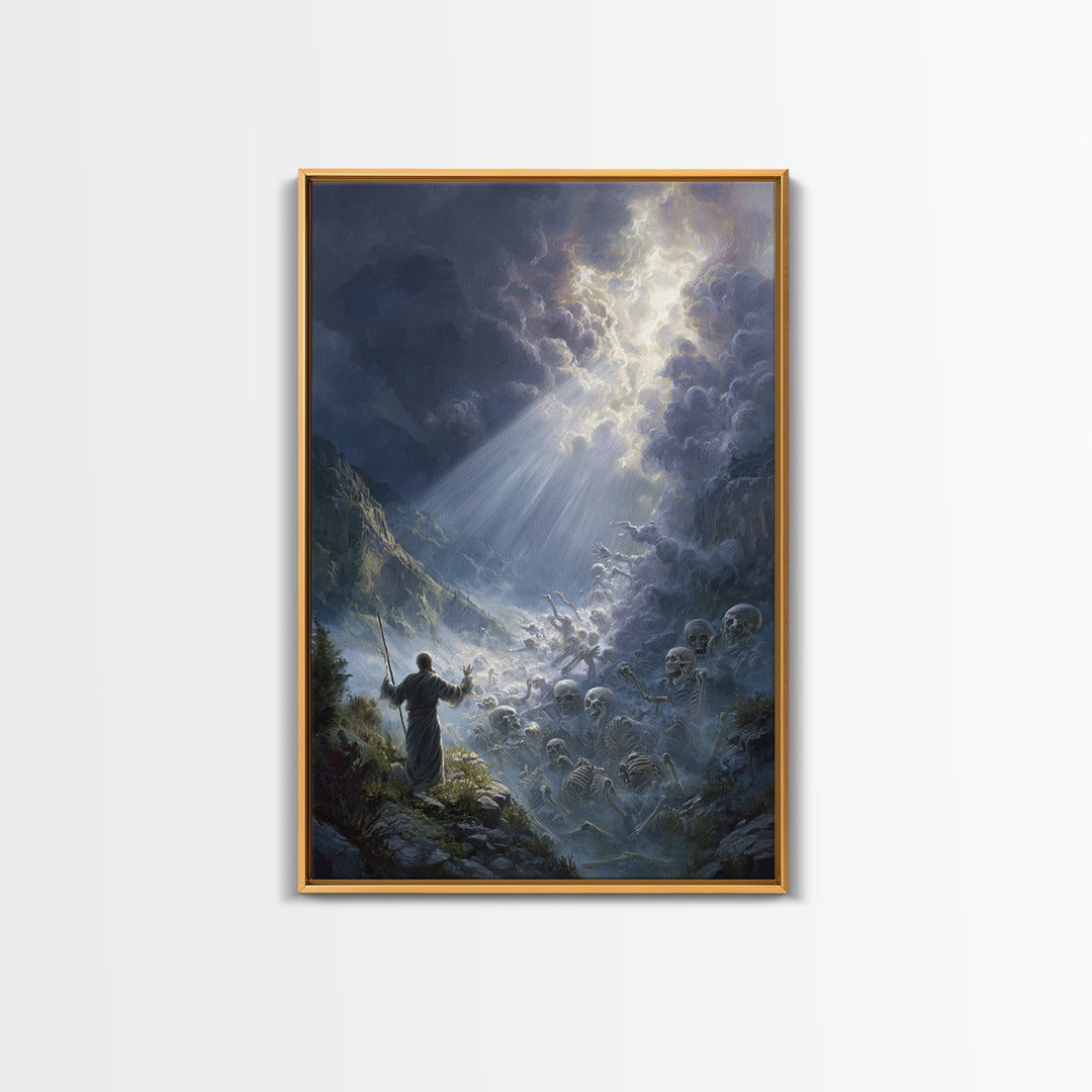 Mystical Angelic Figure Surrounded By Glowing Clouds Spiritual Wall Art Framed Canvas Print For Meditation Spaces