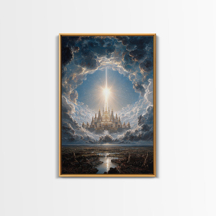 Artistic Islamic Calligraphy With Floral Embellishments Blue And Gold Detailed Framed Canvas Print For Decor