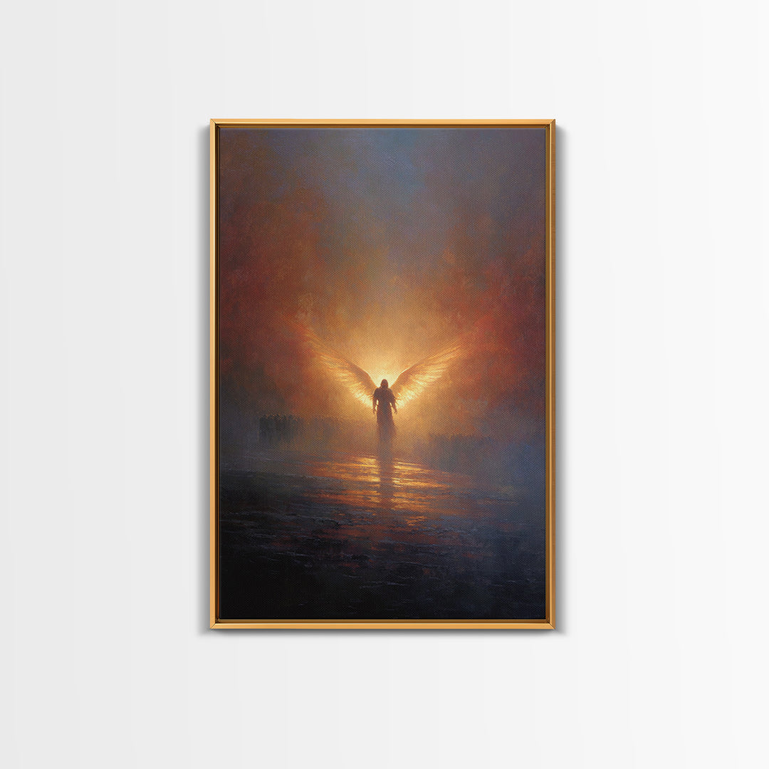 Angelic Figure With Wings Spiritual Wall Art Peaceful Inspirational Painting Framed Canvas Print