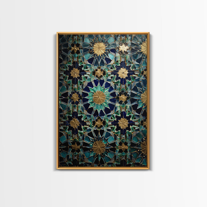 Intricate Moroccan Tile Pattern Photography Wall Art Print Framed Canvas Print For Boho And Mediterranean Decor