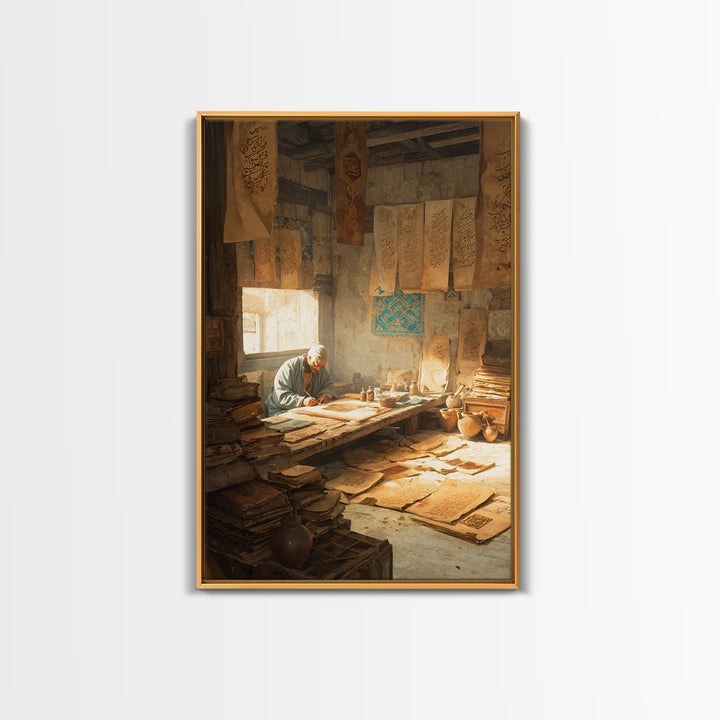 Peaceful Cityscape With Birds Flight And Warm Sunset Light Framed Canvas Print Urban Wall Art For Home Decor