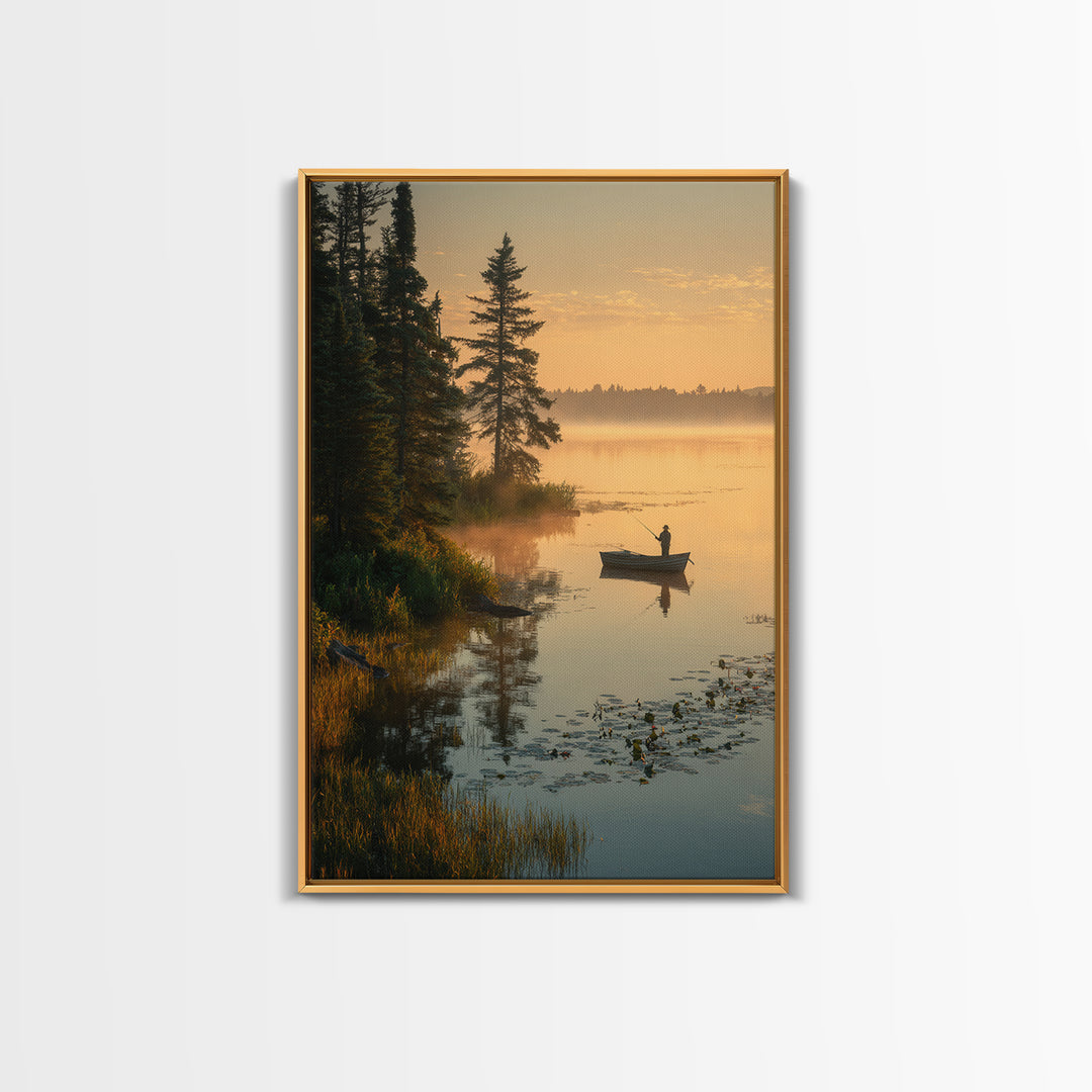 Enchanting Evening Lakeside Campfire Scene Oil Painting Wall Art Canvas Print For Relaxing Living Room Decor