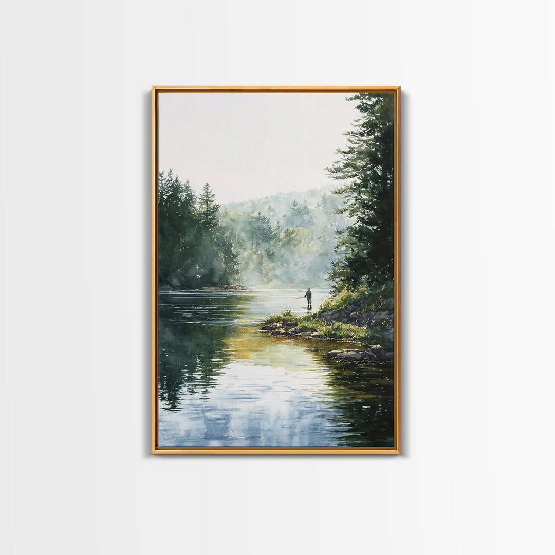 Serene Figure Reading Quran In Lush Green Nature Landscape Spiritual Painting Fine Art Framed Canvas Print For Meditation Room Decor