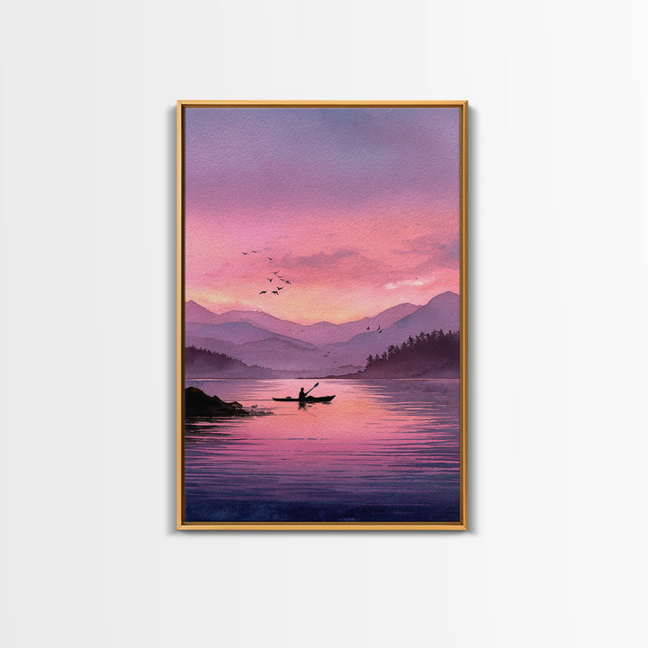 Majestic Sunset Over Historic Town With Tower Framed Canvas Print European Village Landscape Wall Art For Rustic Home