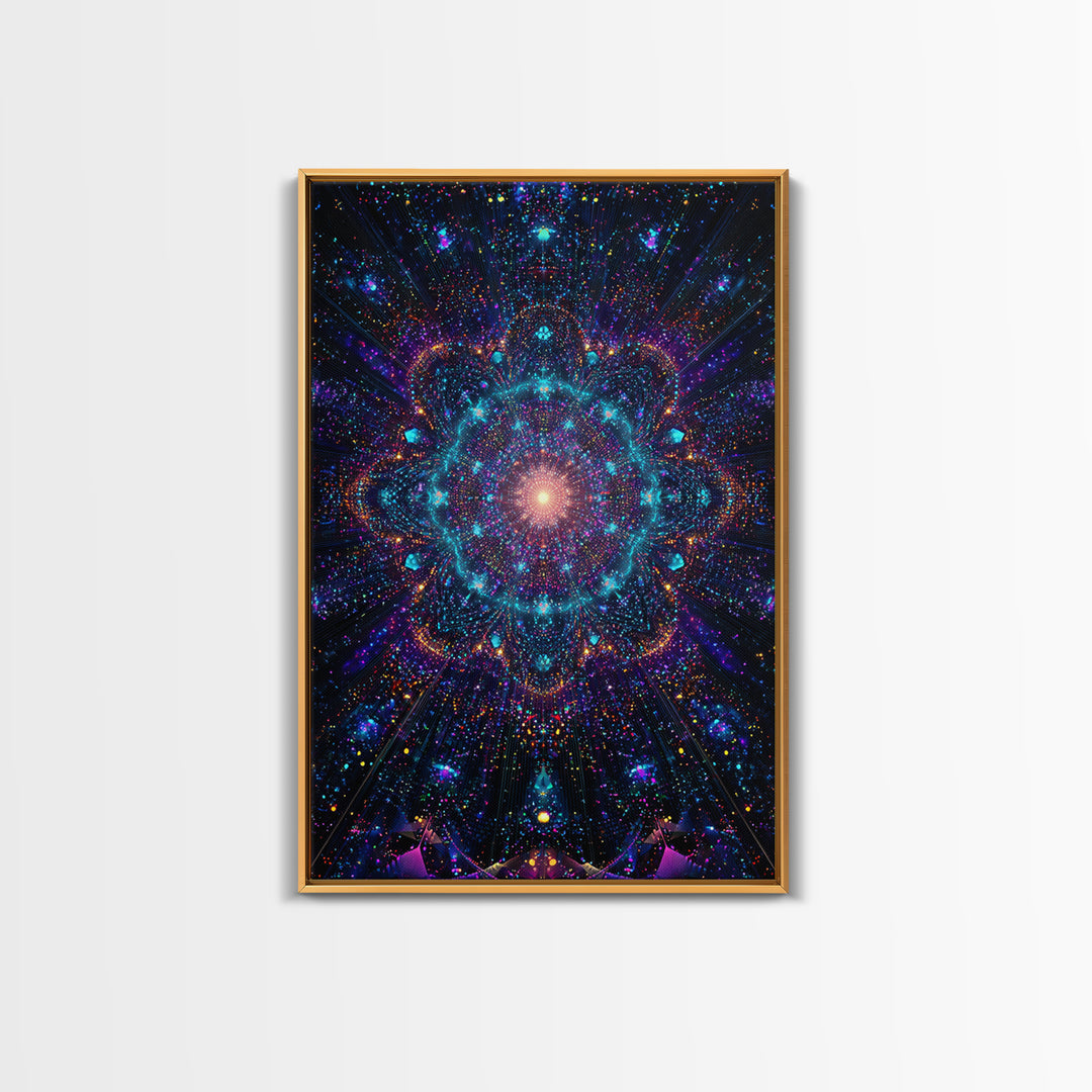 Celestial Mandala Starburst Wall Art, Cosmic Galaxy Canvas Print, Psychedelic Space Decor, Yoga Meditation Room Gift For Her