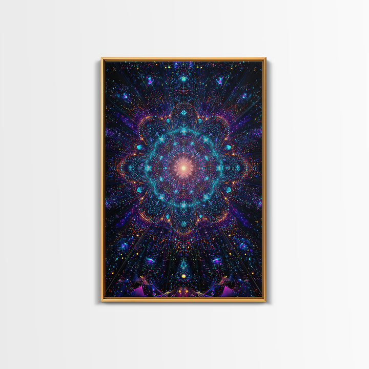 Celestial Mandala Starburst Wall Art, Cosmic Galaxy Canvas Print, Psychedelic Space Decor, Yoga Meditation Room Gift For Her
