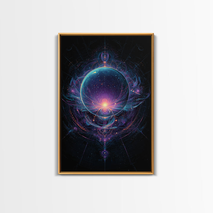 Magic Orb Surrounded By Cosmic Energies Abstract Psychedelic Wall Art Canvas Print For Spiritual Room Decor