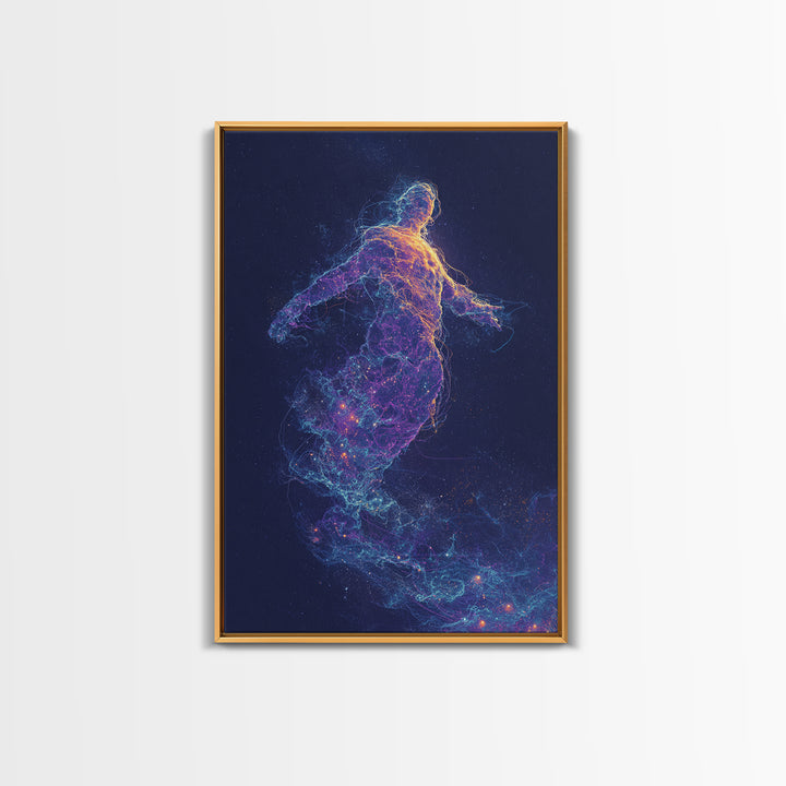 Ethereal Vibrant Abstract Figure Art Print With Neon Colors And Starlight Effects Contemporary Wall Art Print