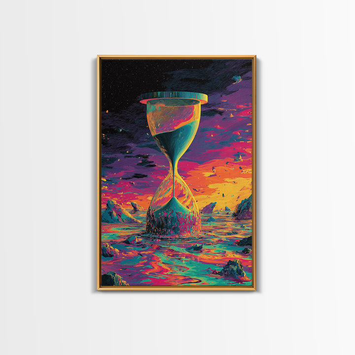 Cosmic Hourglass Alien Landscape Canvas Print, Sci Fi Wall Art, Surreal Space Poster, Futuristic Home Office Decor Gift For Him
