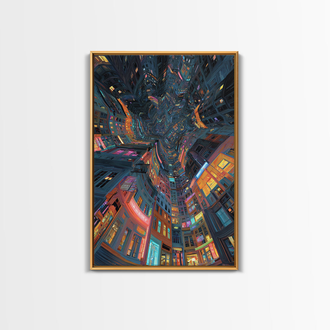 Vibrant Neon Purple And Pink Tropical Palm Tree Landscape Synthwave Sunset Digital Wall Art Canvas Print