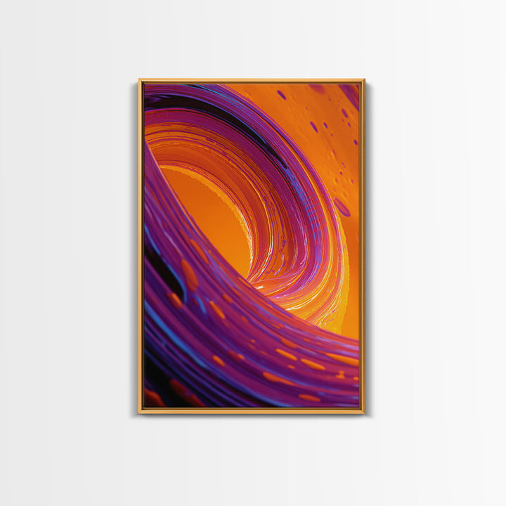 Abstract Orange And Purple Swirl Modern Wall Art Contemporary Digital Canvas Print For Trendy Home Decor And Office