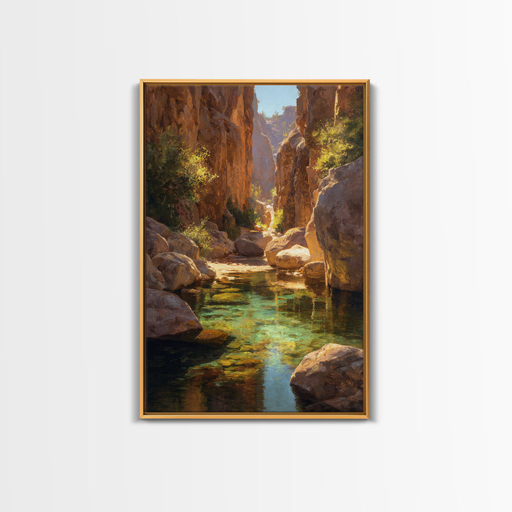 Futuristic Neon Beach Sunset With Palm Trees And City Skyline Vibrant Coastal Wall Art For Modern Living Room Decor Framed Canvas Print