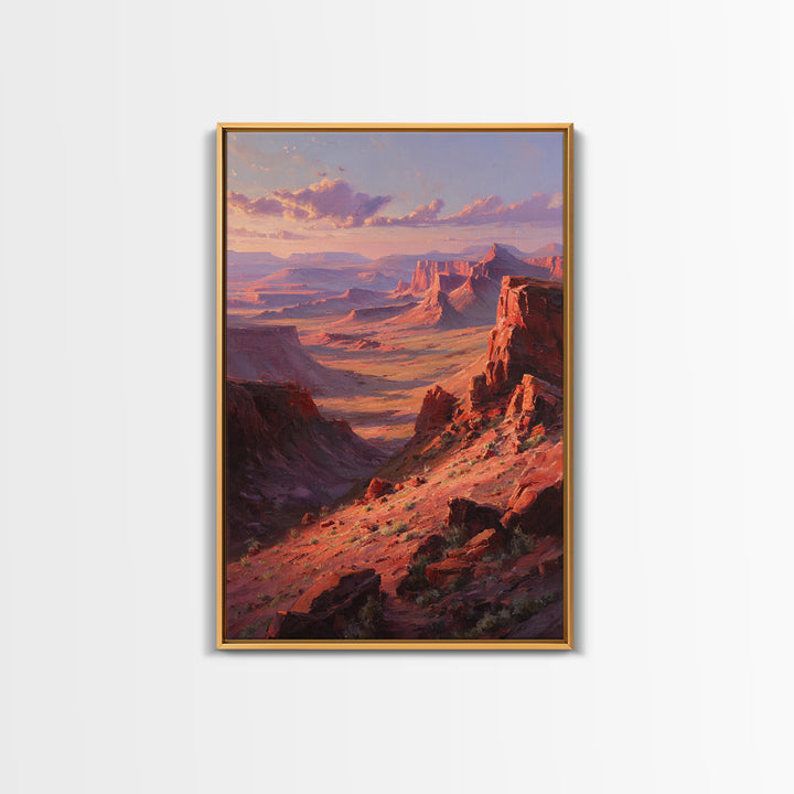 Grand Canyon Red Rock Landscape Painting Framed Canvas Print For Southwestern Wall Art And Rustic Home Decor