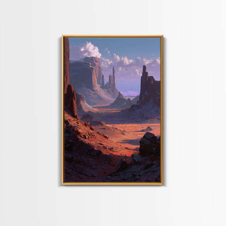 Mystical Mountain Monk Meditation Spiritual Wall Art Framed Canvas Print Serene Landscape For Mindfulness Home Decor