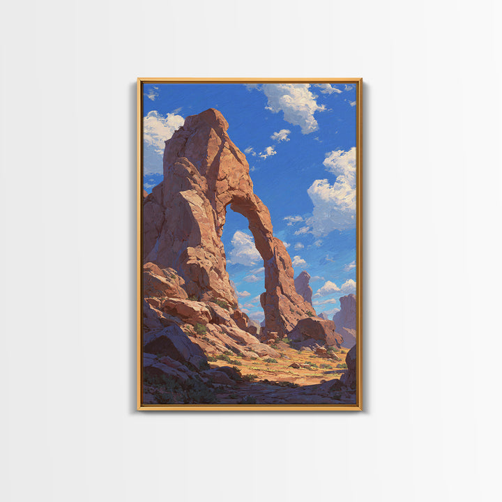 Natural Rock Arch Formation Scenic Desert Landscape Oil Painting Wall Art Print