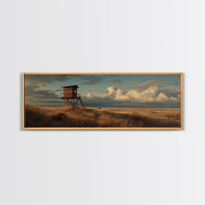Prairie Hunting Blind Landscape Canvas Print, Moody Rustic Wall Art For Cabin Decor, Western Home Decor, Gift For Him Print