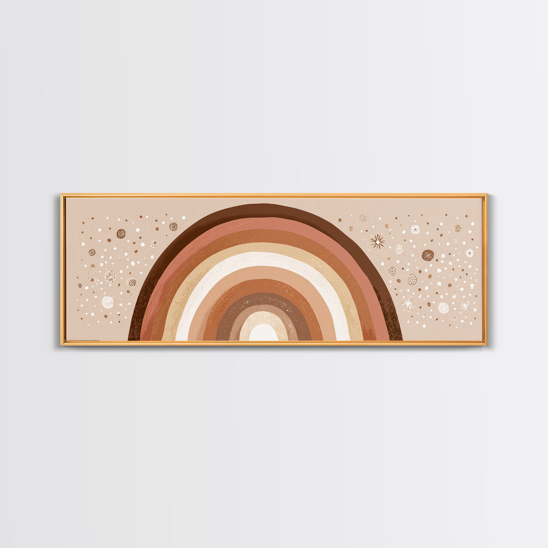 Earth Tone Boho Rainbow Wall Art, Minimalist Canvas Print, Neutral Nursery Decor, Kids Room And Playroom Wall Decor, Baby Gift