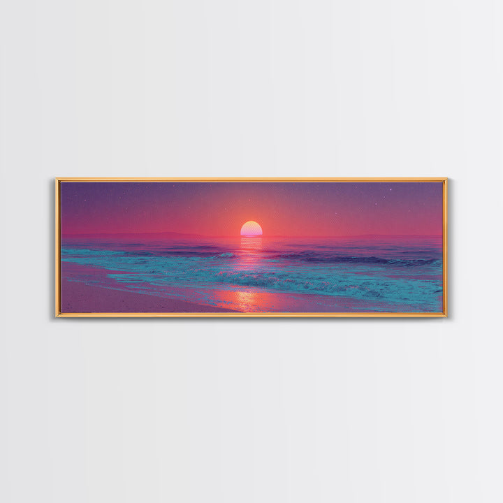 Pastel Pink Ocean Sunrise Wall Art, Coastal Bedroom Decor, Calm Seascape Print, Beach House Canvas, Serene Home Gift Idea