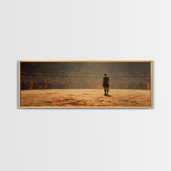 Lone Warrior Before Vast Army Wall Art, Epic Battle Scene, Historical Fantasy, Masculine Office Decor, Large Horizontal Art