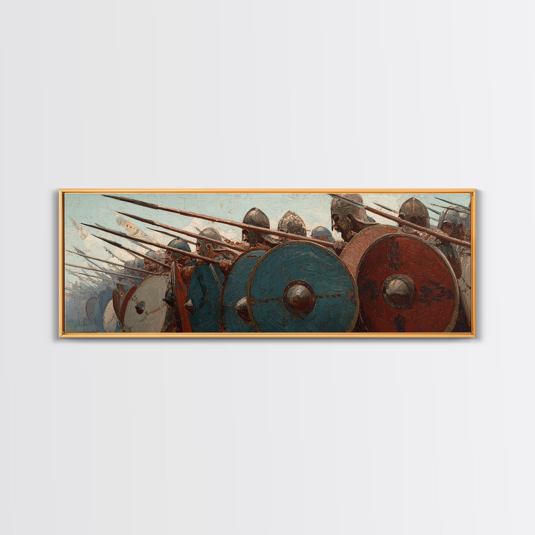 Ancient Phalanx Shields And Spears Wall Art, Greek Warrior Battle Scene, Historical Fine Art Print, Masculine Office Decor