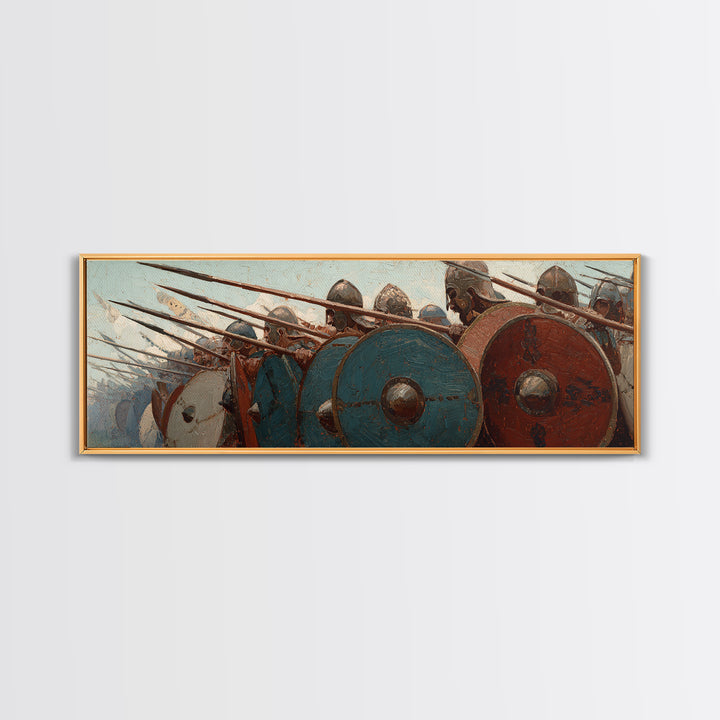 Ancient Phalanx Shields And Spears Wall Art, Greek Warrior Battle Scene, Historical Fine Art Print, Masculine Office Decor