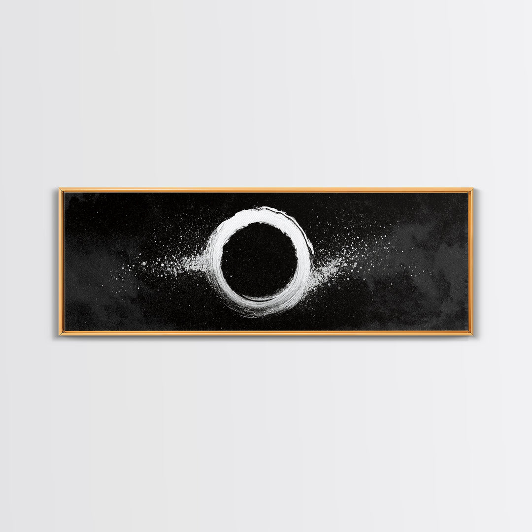 Black And White Eclipse Wall Art, Cosmic Abstract Canvas Print, Minimalist Moon Art, Space Decor, Modern Office Poster, Galaxy Decor