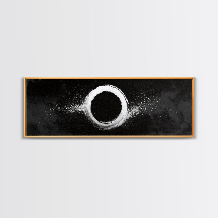 Black And White Eclipse Wall Art, Cosmic Abstract Canvas Print, Minimalist Moon Art, Space Decor, Modern Office Poster, Galaxy Decor