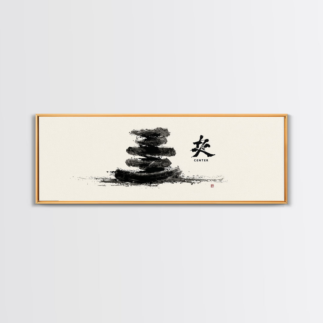 Zen Ink Stacked Stones Wall Art, Minimalist Japanese Meditation Decor, Black And White Spa Art Print, Calm Spa Home Decor