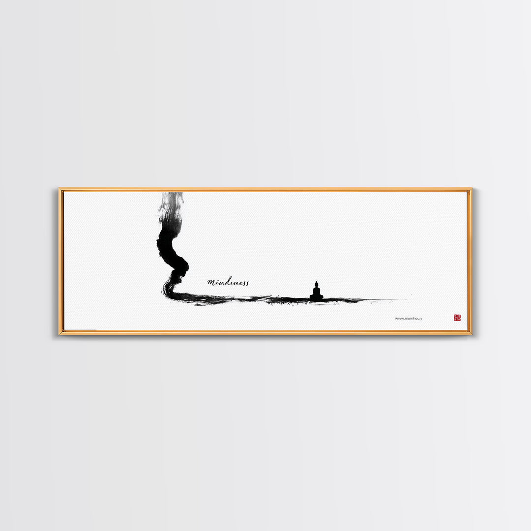 Minimalist Ink Mindfulness Canvas Print, Zen Wall Art, Meditation Decor, Black And White Art, Calming Japanese Office Wall Decor