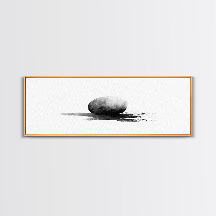 Minimalist Black Stone Wall Art, Zen Ink Drawing, Wabi Sabi Art, Black And White Art, Neutral Home Decor, Office Decor Print