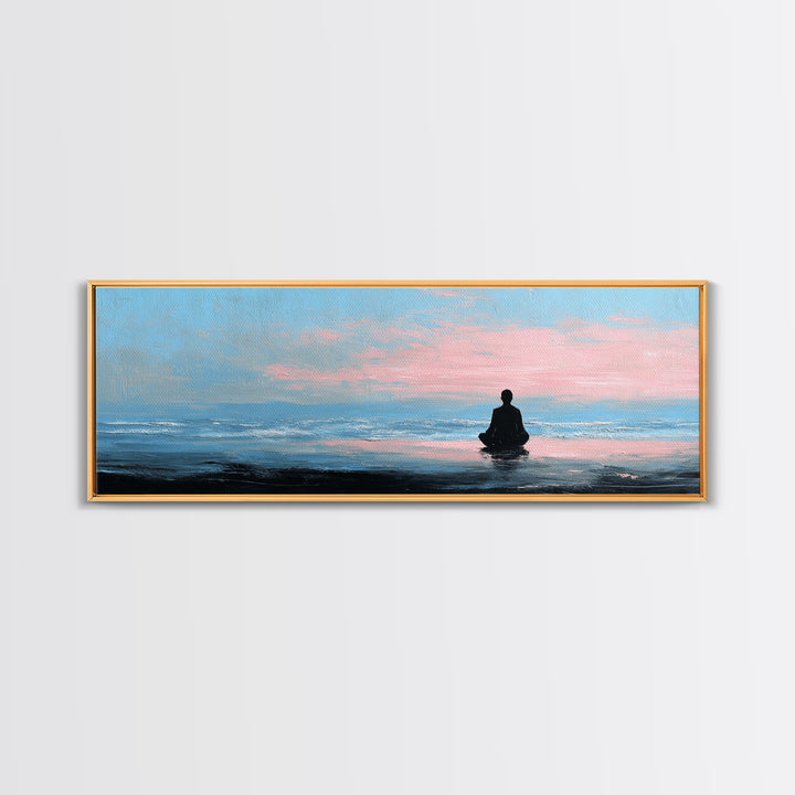 Peaceful Ocean Meditation Wall Art, Pastel Seascape Canvas Print, Zen Spa Decor For Bedroom And Yoga Room Calming Home Decor