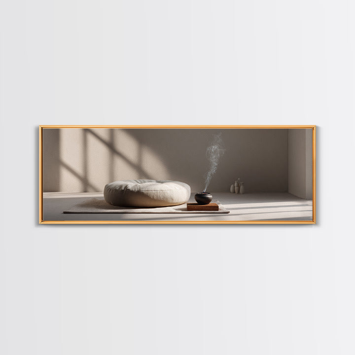 Minimal Zen Meditation Room Canvas Print, Wabi Sabi Neutral Wall Art, Japandi Home Decor, Calming Yoga Studio Decor, Serene Spa Decor
