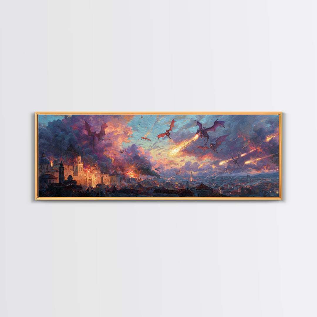 Peaceful Mountain Lake Scene With A Canoe And Sunrise Morning Landscape Painting Wall Art Framed Canvas Print