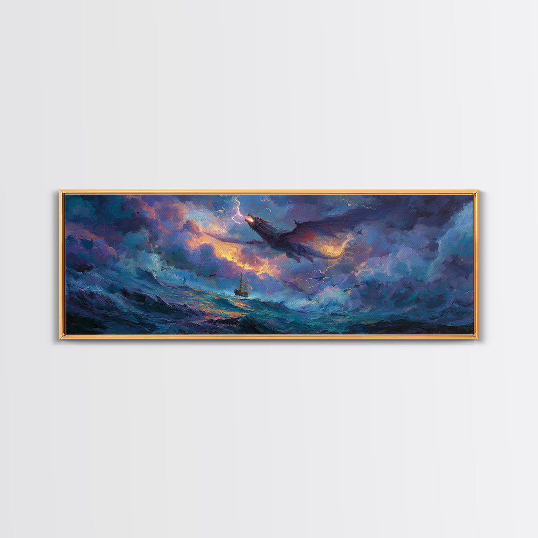 Dynamic Canvas Print Of Knight Battling Fire Breathing Dragon In Fiery Red Epic Scene Fantasy Wall Art For Home Office And Game Room With Intense Atmosphere