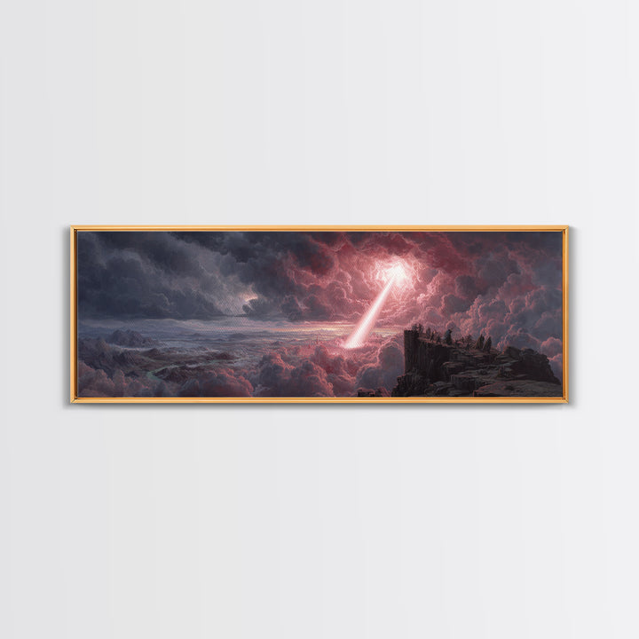 Methane Lightning Bolt Cloudscape Dramatic Fantasy Wall Art Framed Canvas Print For Moody Room Decor