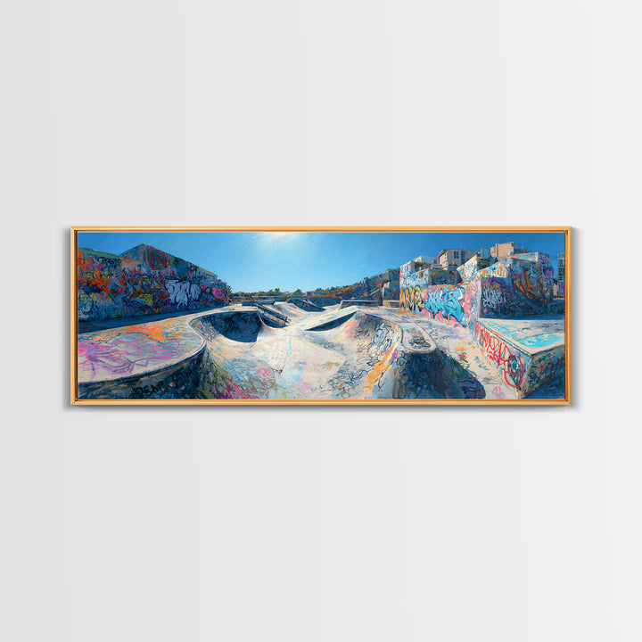 Colorful Graffiti Skatepark Urban Street Art Vibrant Wall Decor Framed Canvas Print Modern Wall Art