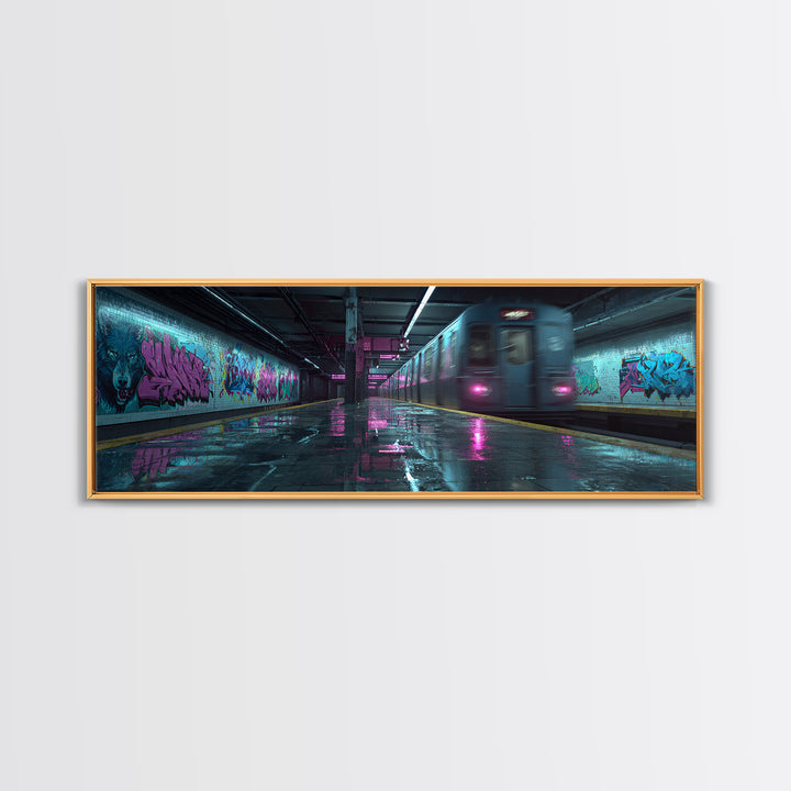 Vibrant Street Art Wolf Mural In Graffiti Tunnel Wall Art Canvas Print Urban Wall Decor For Living Room