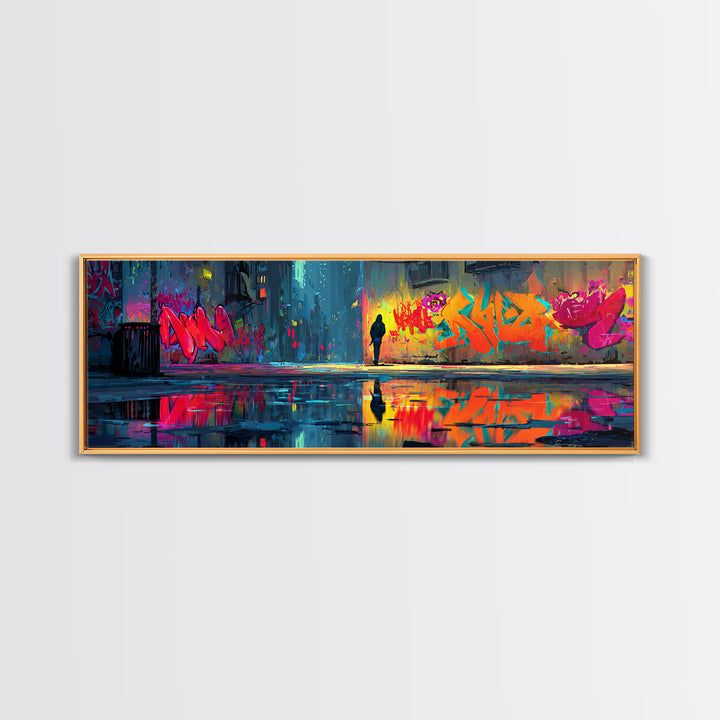 Tranquil Colorful Sunset Lake View With Two People Fishing Original Oil Painting Wall Art Canvas Print