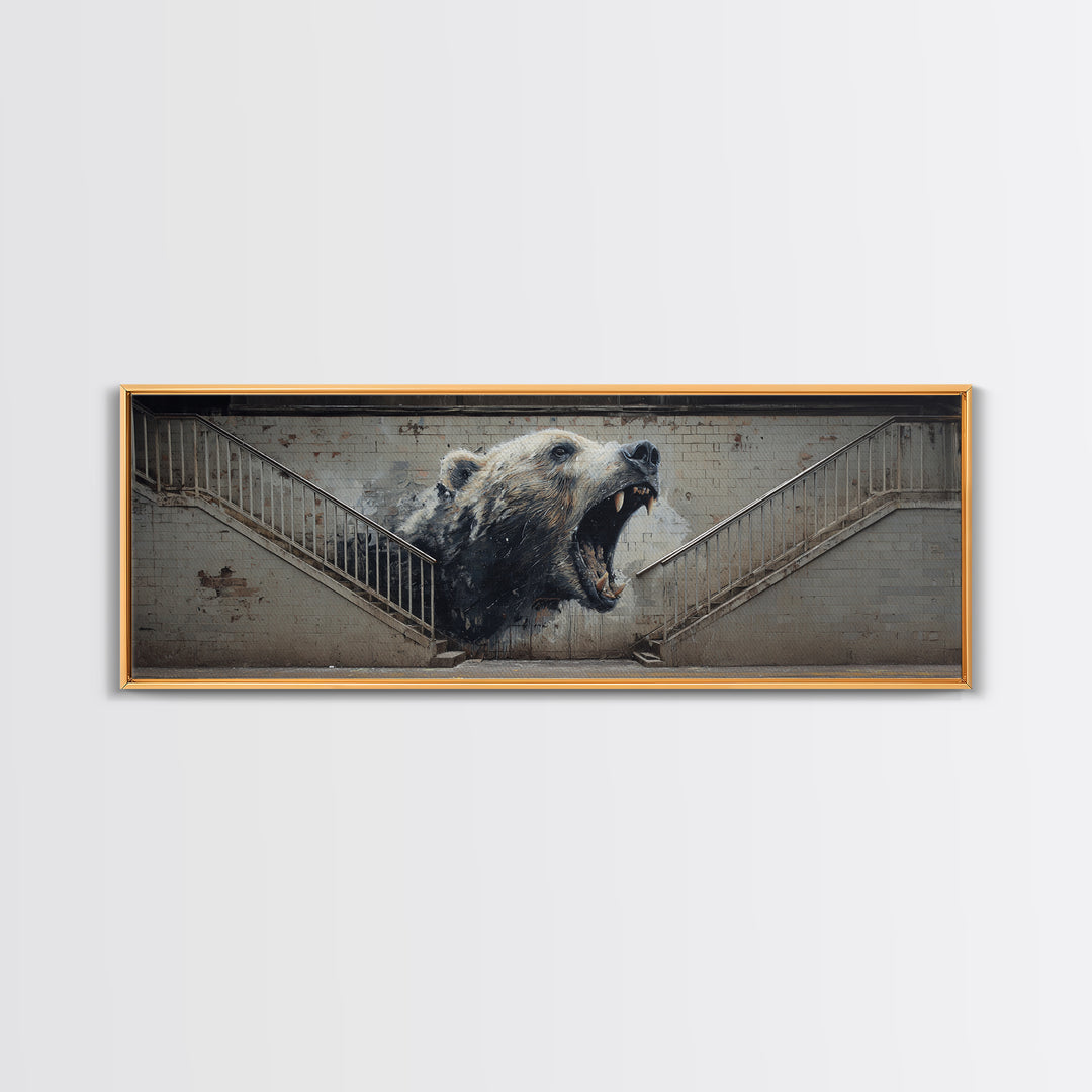 Captivating Roaring Bear Graffiti Mural Wall Art Print Canvas Print For Urban Living Room Decor And Statement Wall Art