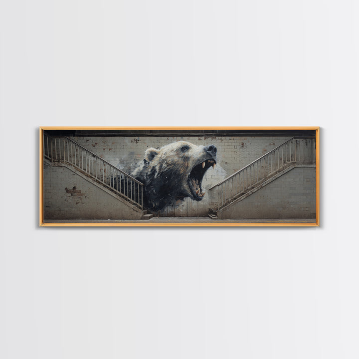 Captivating Roaring Bear Graffiti Mural Wall Art Print Canvas Print For Urban Living Room Decor And Statement Wall Art