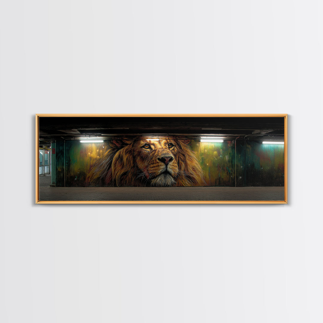 Majestic Lion Graffiti Mural Subway Art Wall Art Canvas Print Urban Street Decor For Home And Office