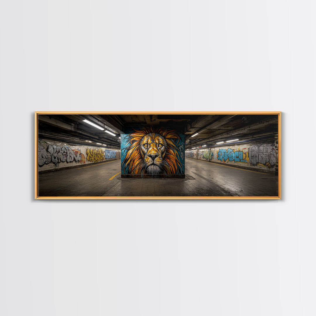 Urban Graffiti Lion Street Art Mural Wall Art Print Framed Canvas Print For Modern Living Room Decor And Trendy Wall Decor