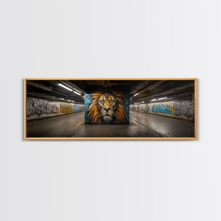 Urban Graffiti Lion Street Art Mural Wall Art Print Framed Canvas Print For Modern Living Room Decor And Trendy Wall Decor