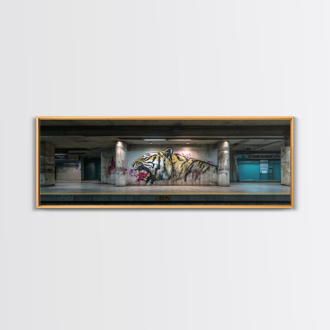 Street Art Tiger Graffiti Wall Mural Artwork With Urban Vibes Wall Art Framed Canvas Print For Modern Home Decor