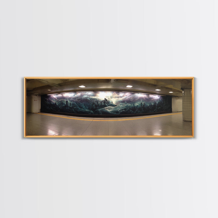 Gothic Wolf Underground Graffiti Style Mural Canvas Print Wall Art For Dark Moody Home Decor And Contemporary Art
