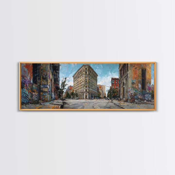 New York City Flatiron Building Urban Street Scene Wall Art Canvas Print For Modern Home Decor