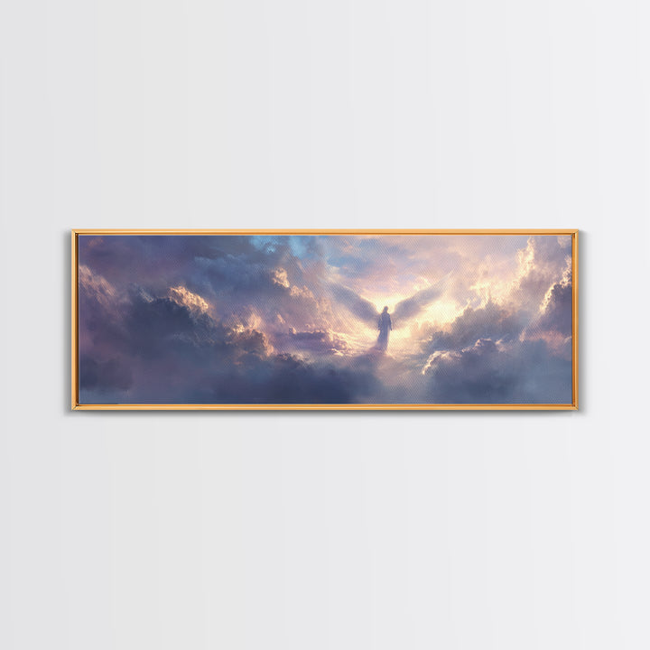Angel In Clouds Spiritual Landscape Wall Art Framed Canvas Print Inspirational Home Decor