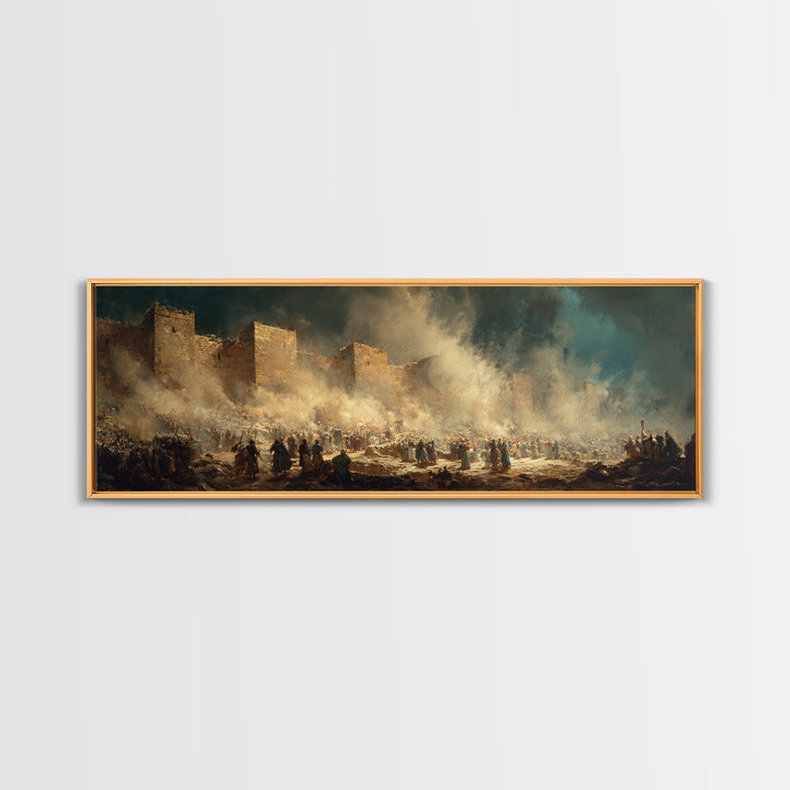 Historic Ancient City Scene With Crowds And Camels Under Dramatic Sky Oil Painting Canvas Print For Classic Wall Art