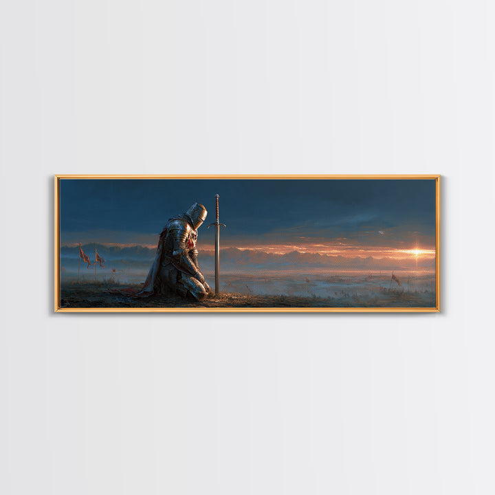 Knights In Shining Armor Fantasy Epic Warrior Landscape Wall Art Framed Canvas Print
